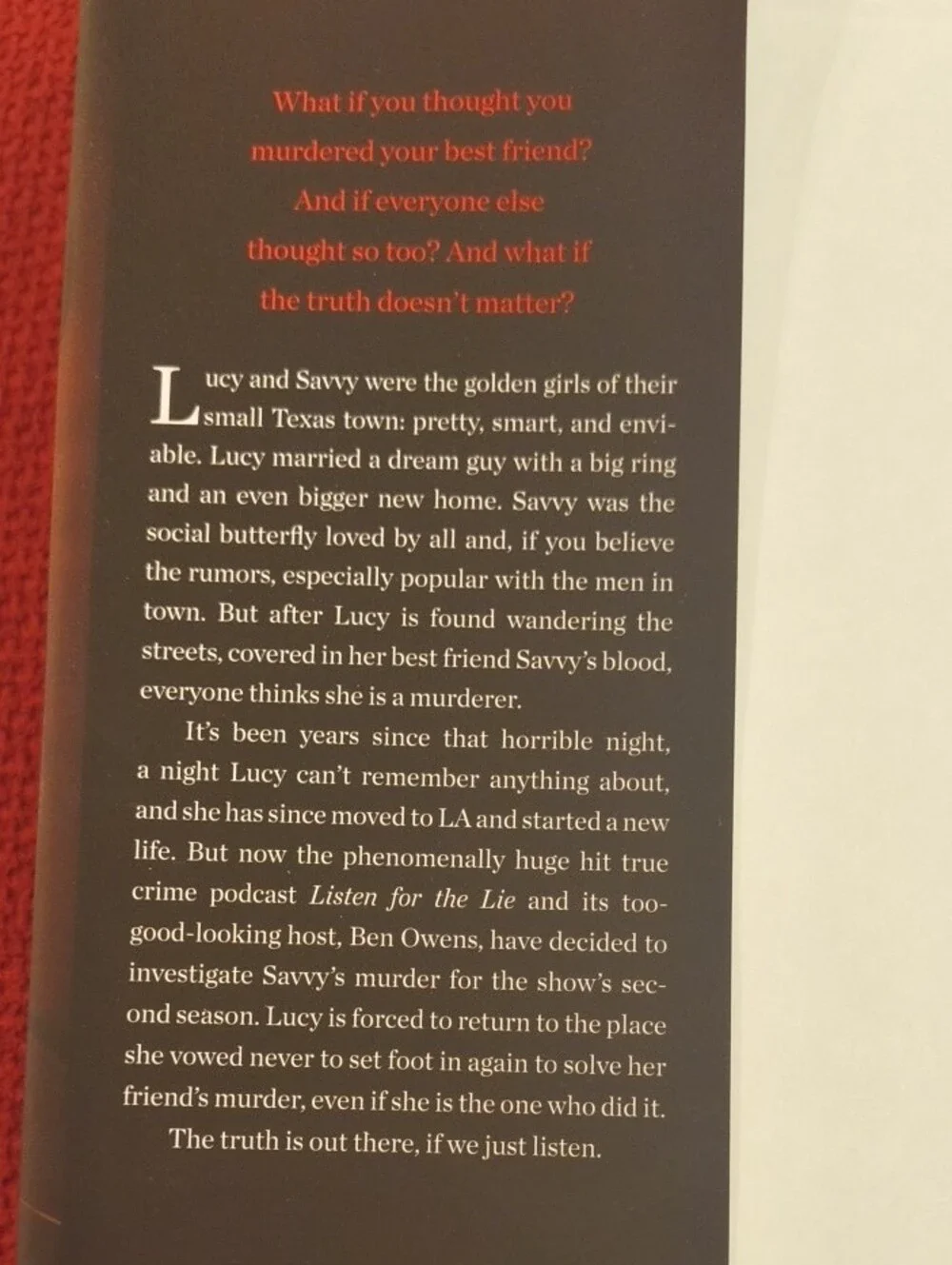 Listen for the Lie by Amy Tintera Hardcover NWT